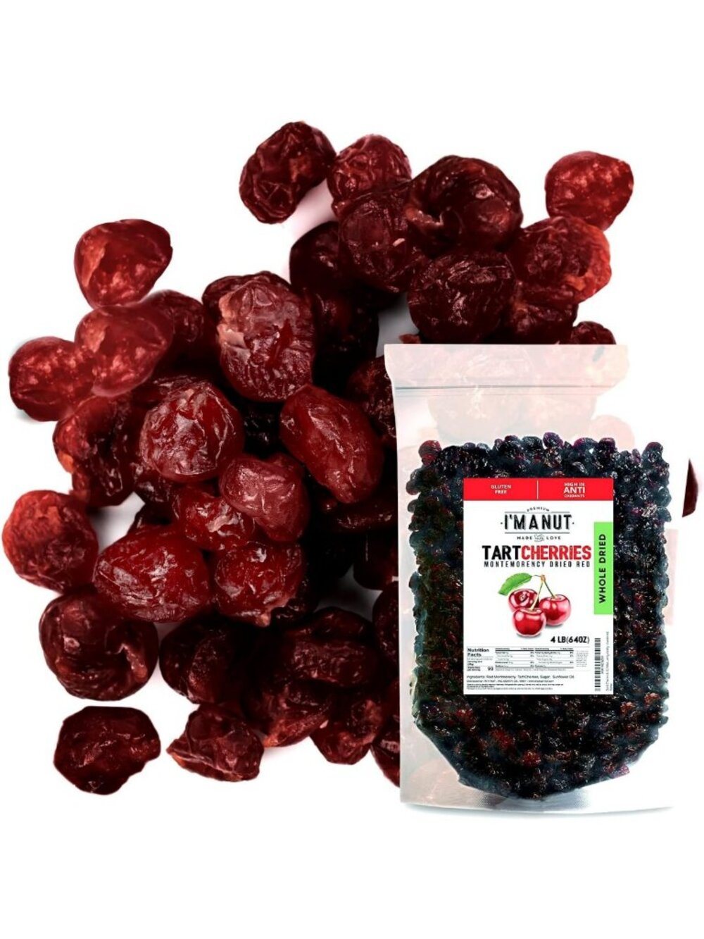 Tart Dried Cherries 4 LB Resealable Bag - Sweetened Montmorency Variety Snack